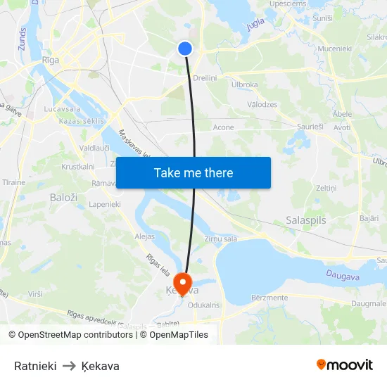 Ratnieki to Ķekava map
