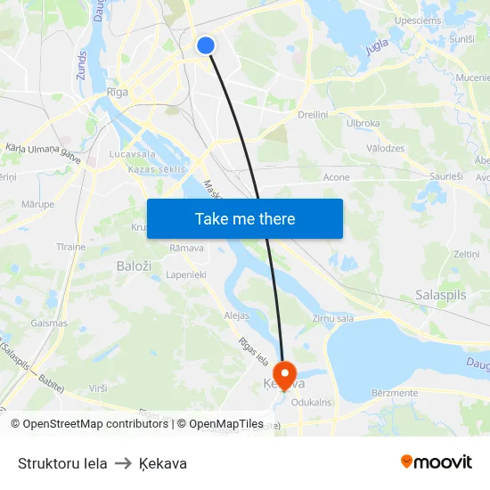 Struktoru Iela to Ķekava map