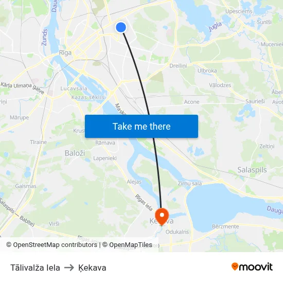 Tālivalža Iela to Ķekava map