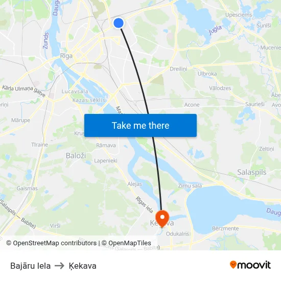 Bajāru Iela to Ķekava map