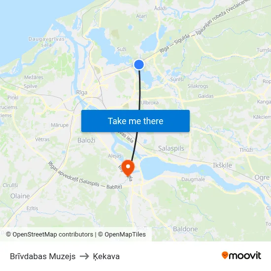 Brīvdabas Muzejs to Ķekava map