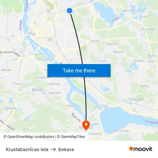 Krustabaznīcas Iela to Ķekava map