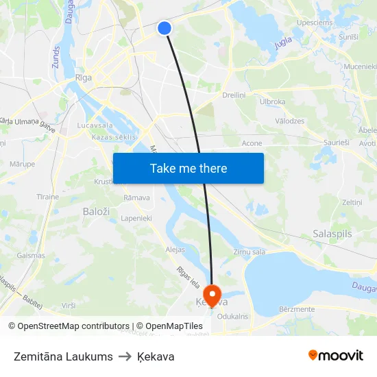 Zemitāna Laukums to Ķekava map