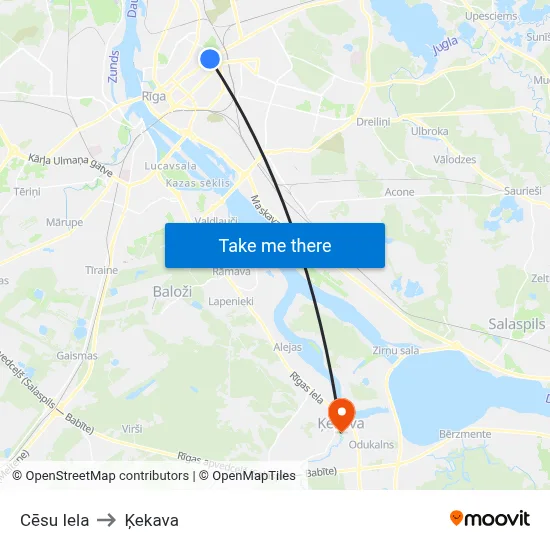 Cēsu Iela to Ķekava map