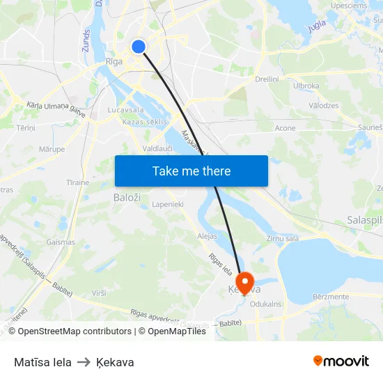 Matīsa Iela to Ķekava map