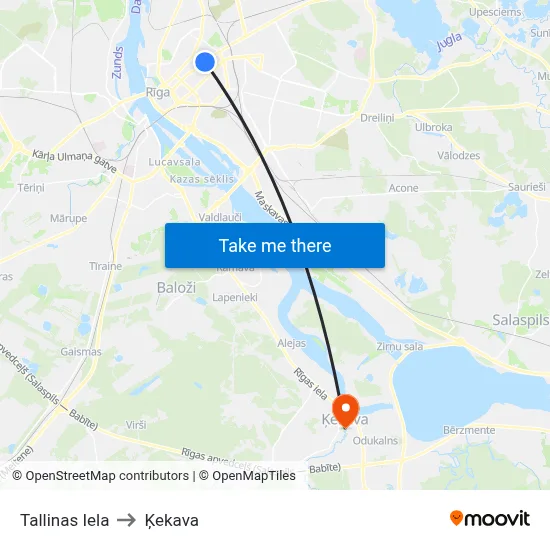 Tallinas Iela to Ķekava map