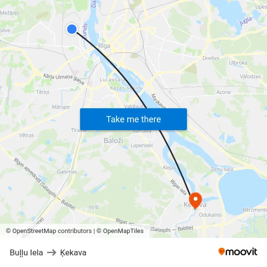 Buļļu Iela to Ķekava map