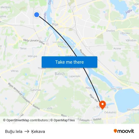 Buļļu Iela to Ķekava map