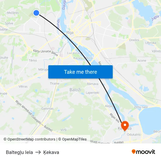 Baltegļu Iela to Ķekava map