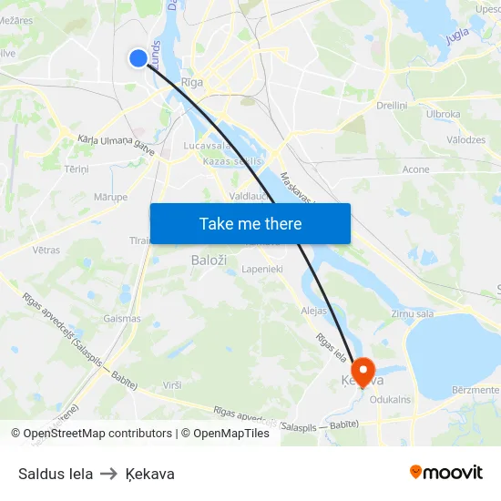 Saldus Iela to Ķekava map
