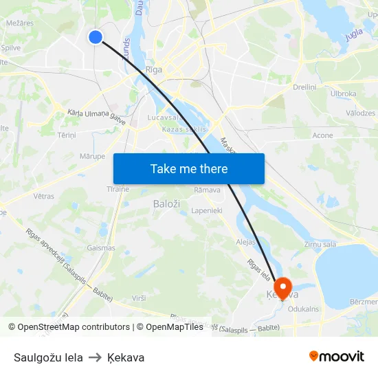 Saulgožu Iela to Ķekava map