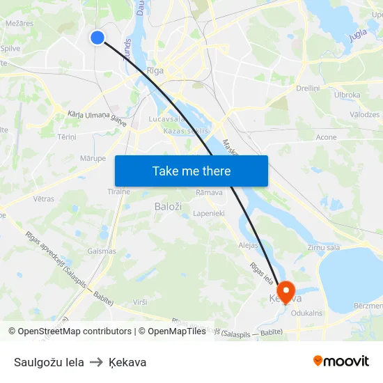 Saulgožu Iela to Ķekava map
