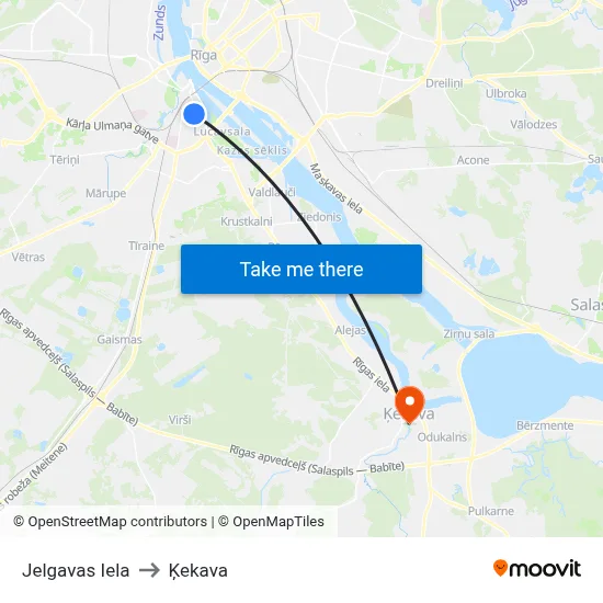 Jelgavas Iela to Ķekava map