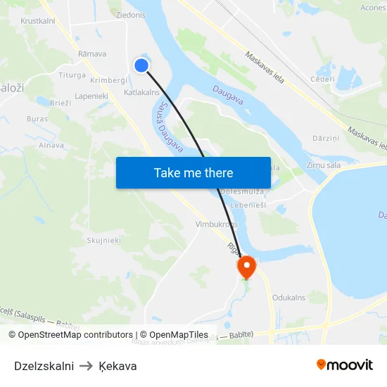 Dzelzskalni to Ķekava map