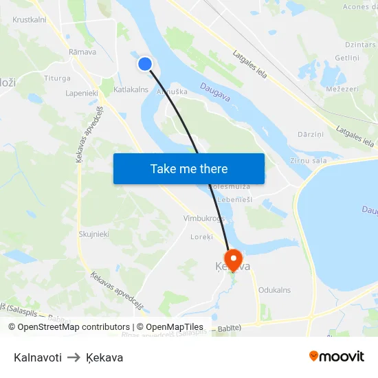 Kalnavoti to Ķekava map