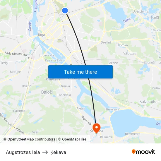 Augstrozes Iela to Ķekava map