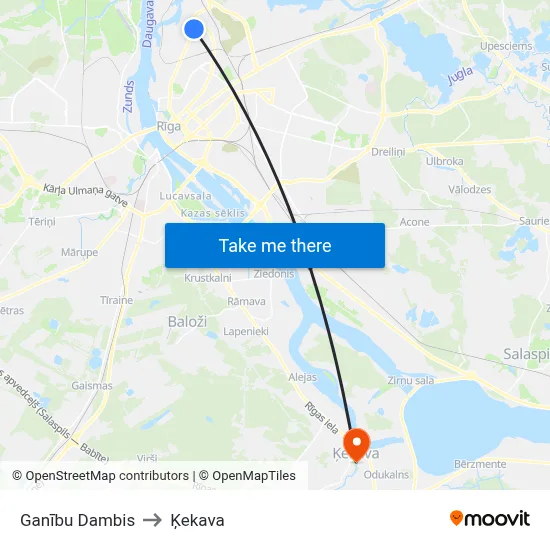 Ganību Dambis to Ķekava map