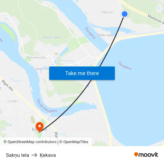 Sakņu Iela to Ķekava map