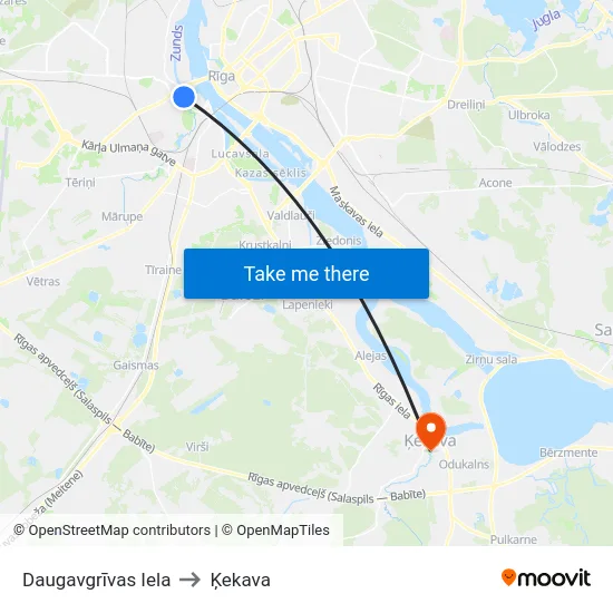 Daugavgrīvas Iela to Ķekava map