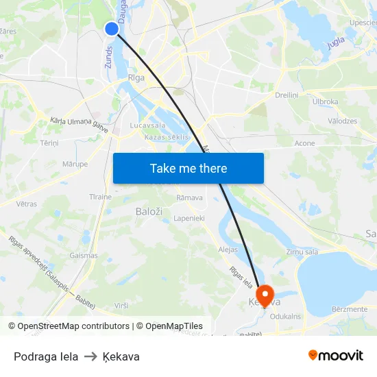 Podraga Iela to Ķekava map