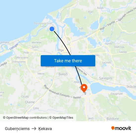 Guberņciems to Ķekava map