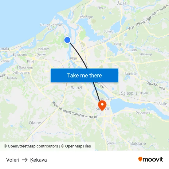 Voleri to Ķekava map