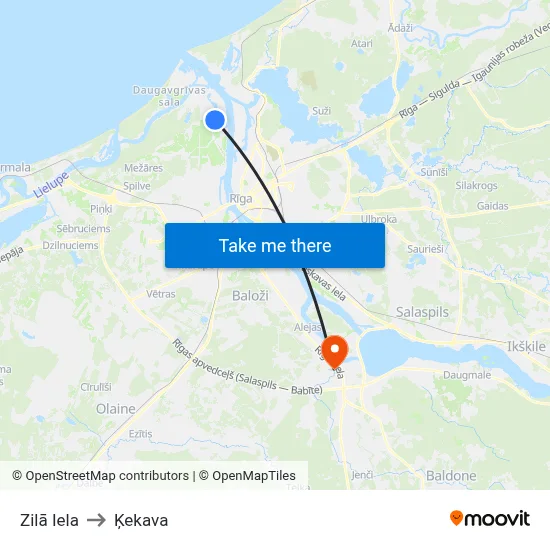 Zilā Iela to Ķekava map