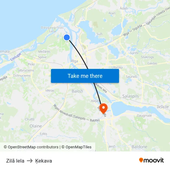 Zilā Iela to Ķekava map