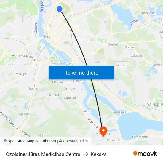 Ozolaine/Jūras Medicīnas Centrs to Ķekava map