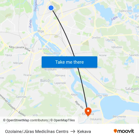 Ozolaine/Jūras Medicīnas Centrs to Ķekava map