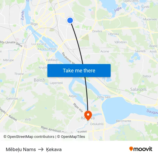 Mēbeļu Nams to Ķekava map