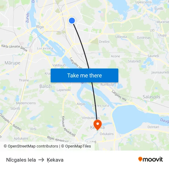 Nīcgales Iela to Ķekava map
