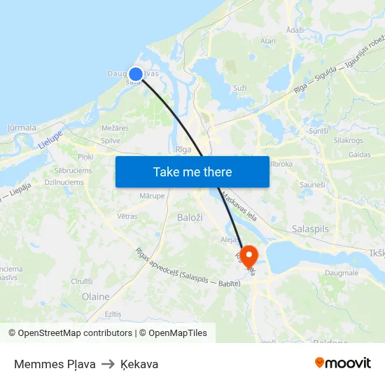 Memmes Pļava to Ķekava map