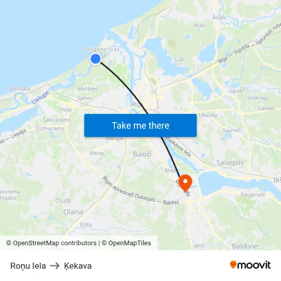 Roņu Iela to Ķekava map