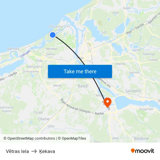 Vētras Iela to Ķekava map