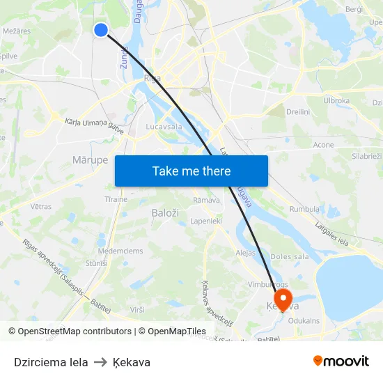 Dzirciema Iela to Ķekava map