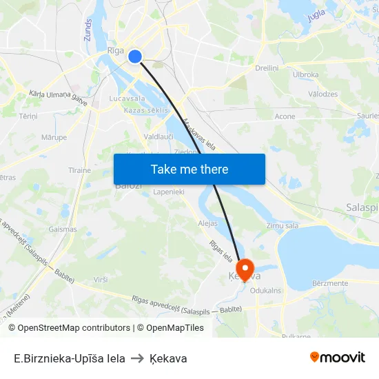E.Birznieka-Upīša Iela to Ķekava map
