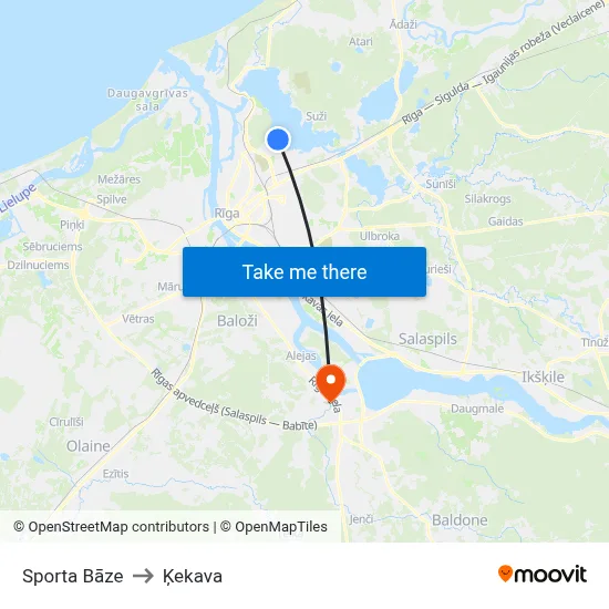 Sporta Bāze to Ķekava map