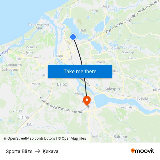 Sporta Bāze to Ķekava map