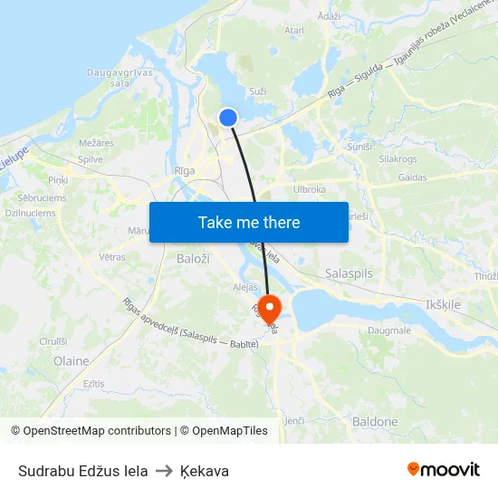 Sudrabu Edžus Iela to Ķekava map