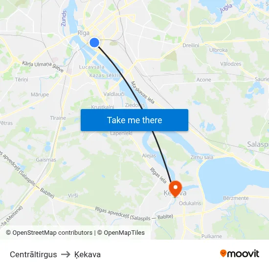 Centrāltirgus to Ķekava map