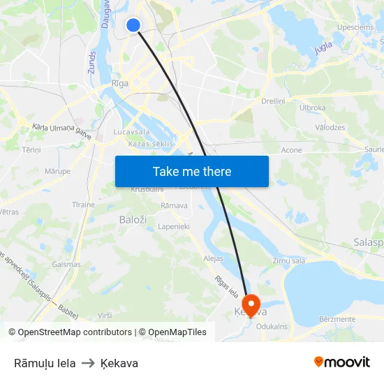 Rāmuļu Iela to Ķekava map