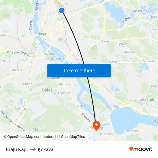 Brāļu Kapi to Ķekava map