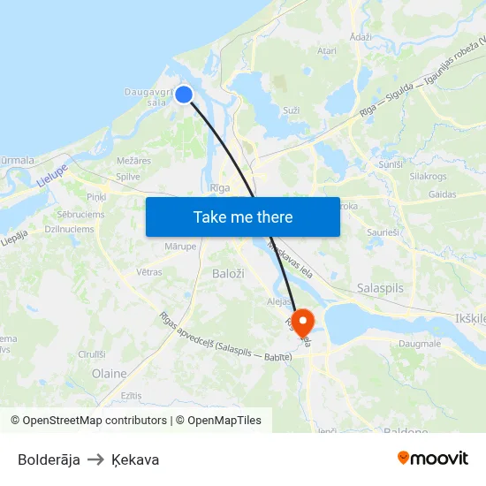 Bolderāja to Ķekava map