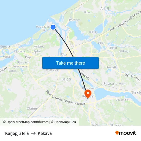 Kaņepju Iela to Ķekava map