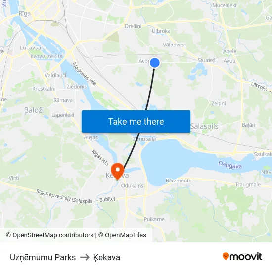 Uzņēmumu Parks to Ķekava map