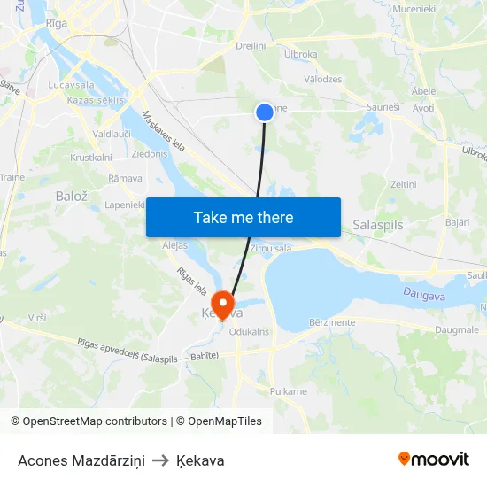 Acones Mazdārziņi to Ķekava map