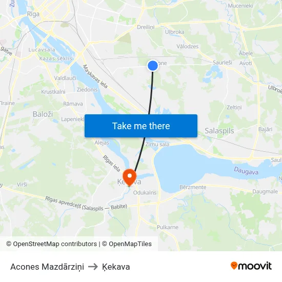 Acones Mazdārziņi to Ķekava map