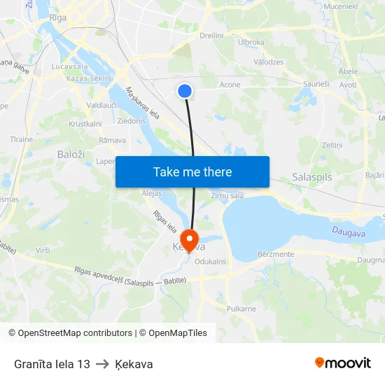 Granīta Iela 13 to Ķekava map