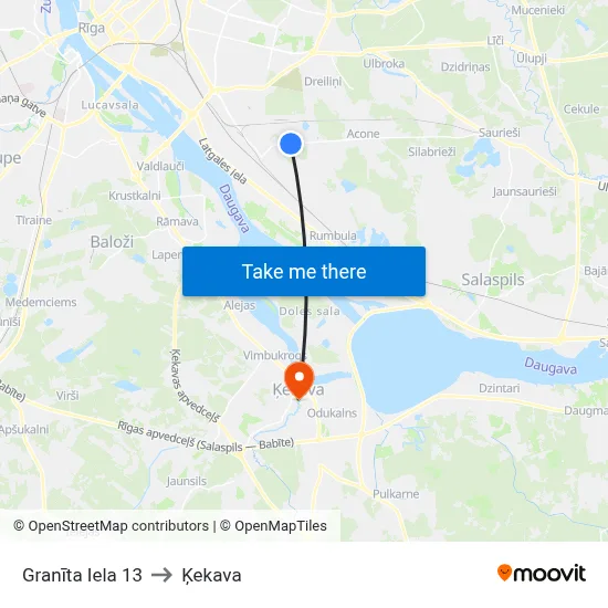 Granīta Iela 13 to Ķekava map
